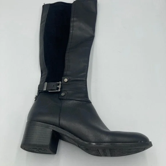 Franco Sarto Liora Black Leather Suede Knee High Riding Boots Women's Size 8M‎ - Picture 4 of 11